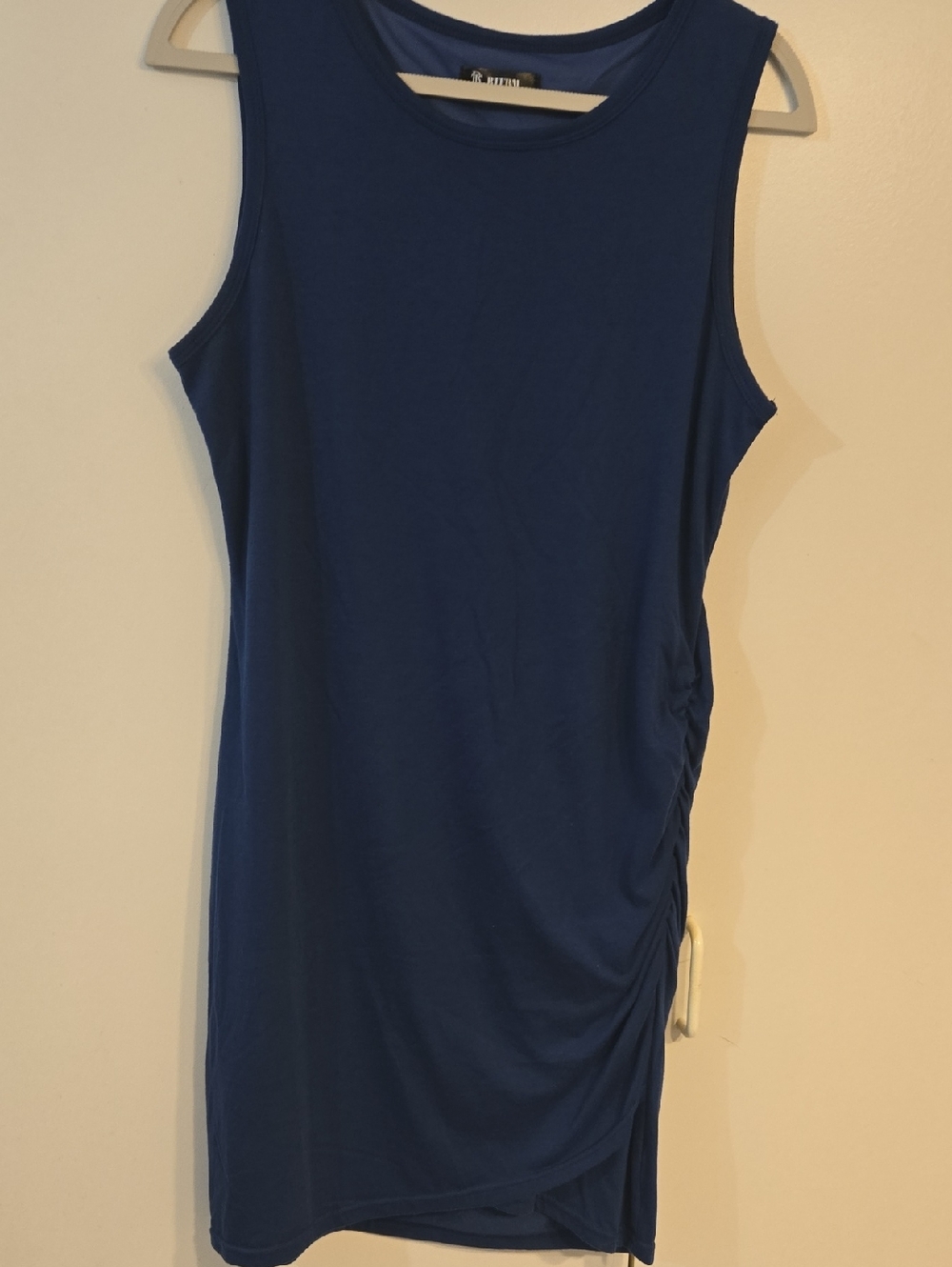 Sleeveless Ruched Side Dress - Blue